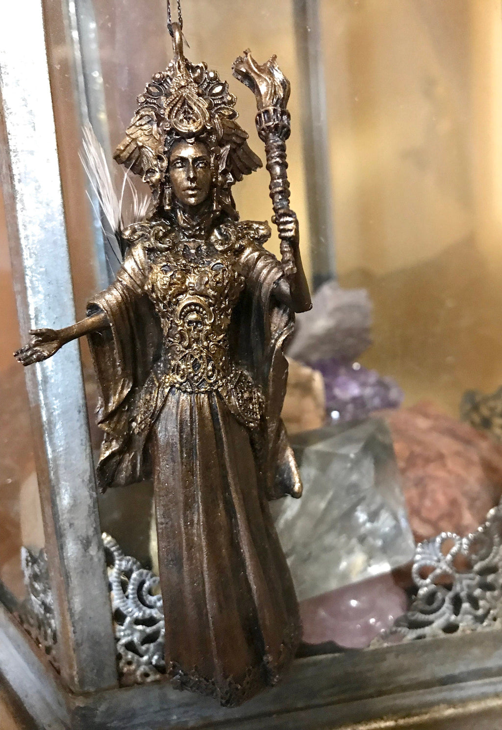Hecate, Goddess of Witchcraft and Magic Ornament | Pagan Mythical Goddess Figurine | Folklore Altar Ornament for Gothic Home Decor