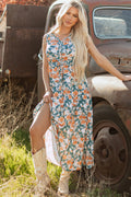 Kara Floral Tie Waist Sleeveless boho Dress