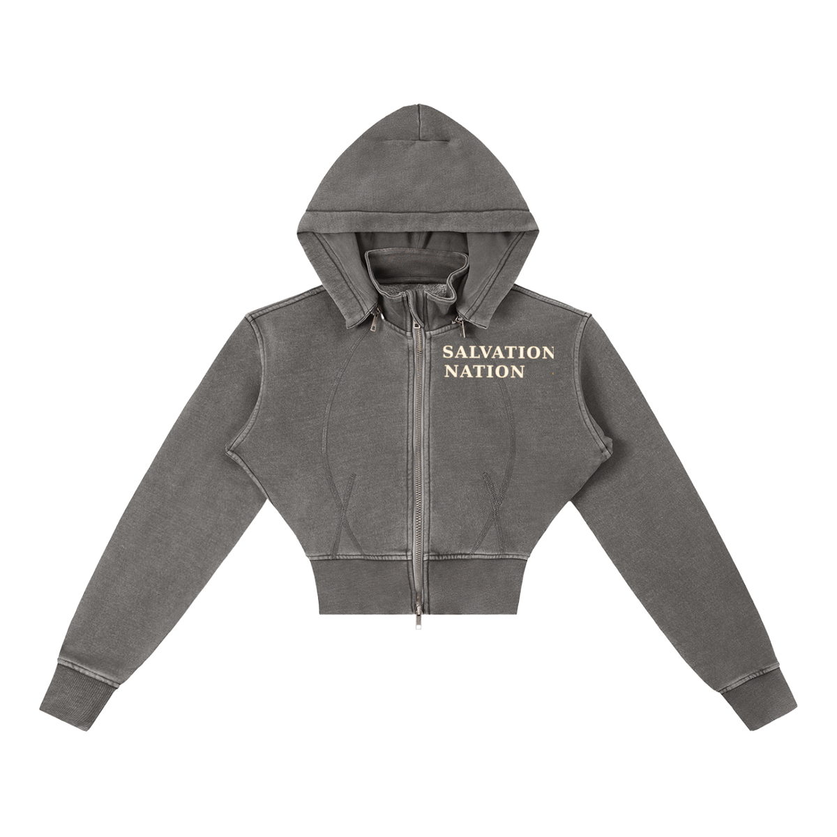 Vintage Washed Cropped Fleece Hoodie