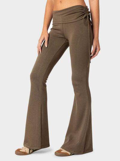 Drawstring Ruched Flare Pants for Women in Multiple Sizes