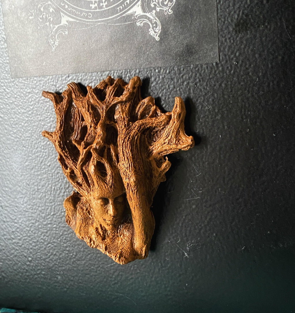 Dryad Magnet, Hand Painted Resin Sculpture | Mythic Fantasy Decor | Forest Goddess Magnet for Fantasy and Gothic Decor