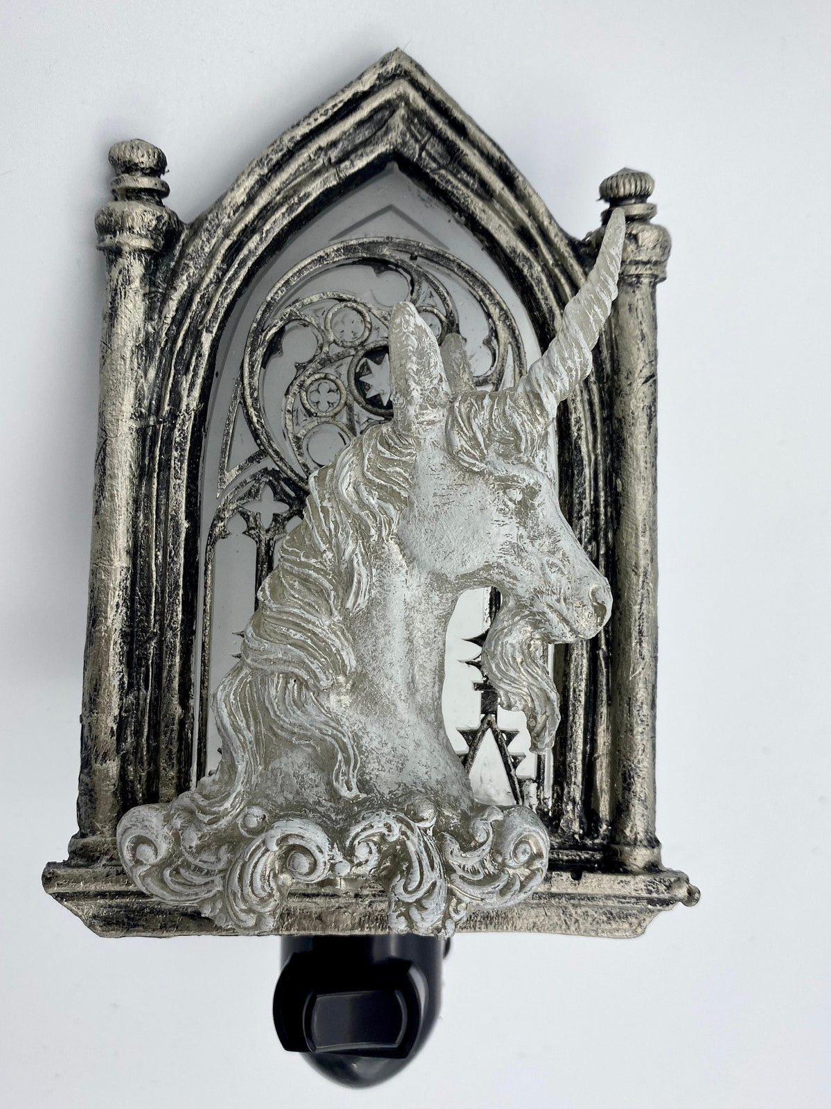 Unicorn and Gothic Cathedral Window Nightlight | Medieval Gothic Night Light |  Unicorn Lighting for Gothic Fantasy Home Decor