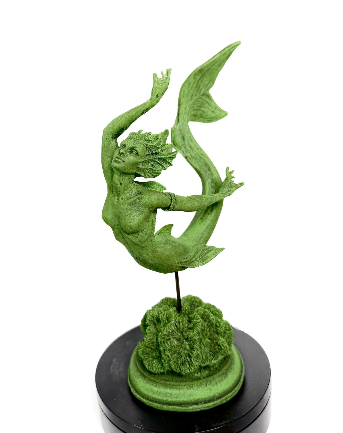 Mermaid Statue, Hand Painted Resin Sculpture, Jade Finish| Mythical Creature Figurine| Unique Legendary Mermaid Figurine Fantasy Art Decor