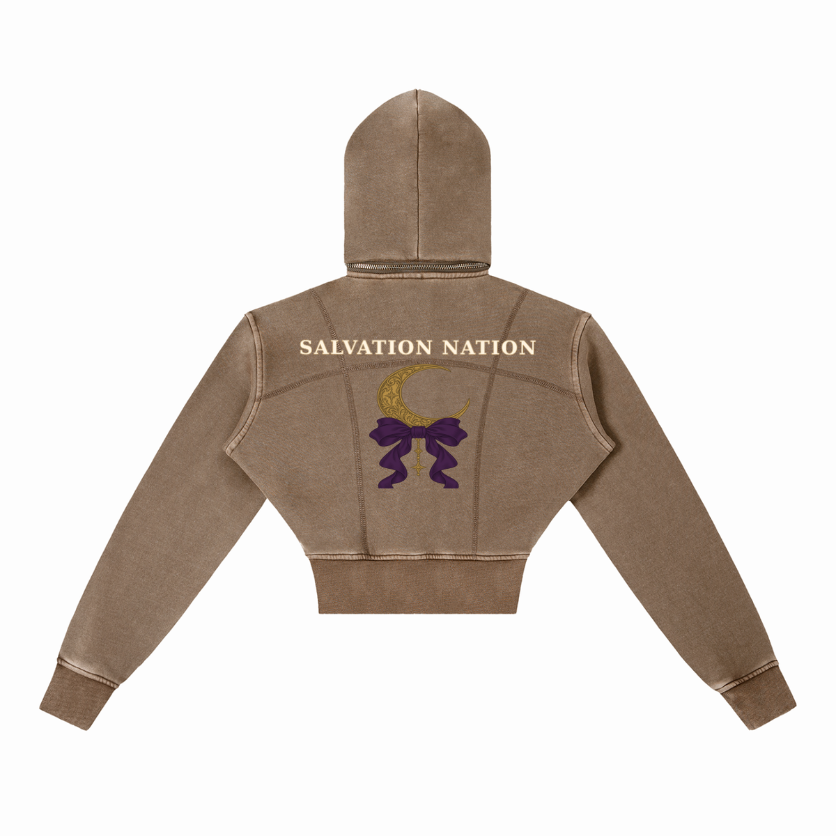 Vintage Washed Cropped Fleece Hoodie