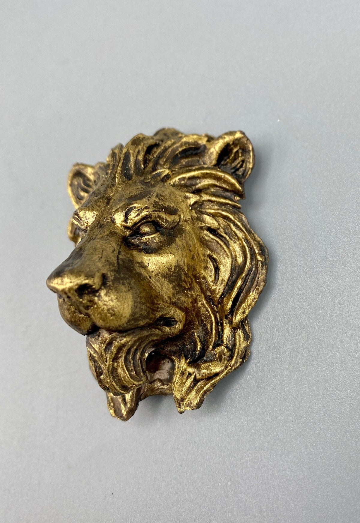 Lion's Head Magnet, Hand Painted Resin Sculpture | Mythic Fantasy Decor | Lion Magnet for Fantasy and Gothic Decor