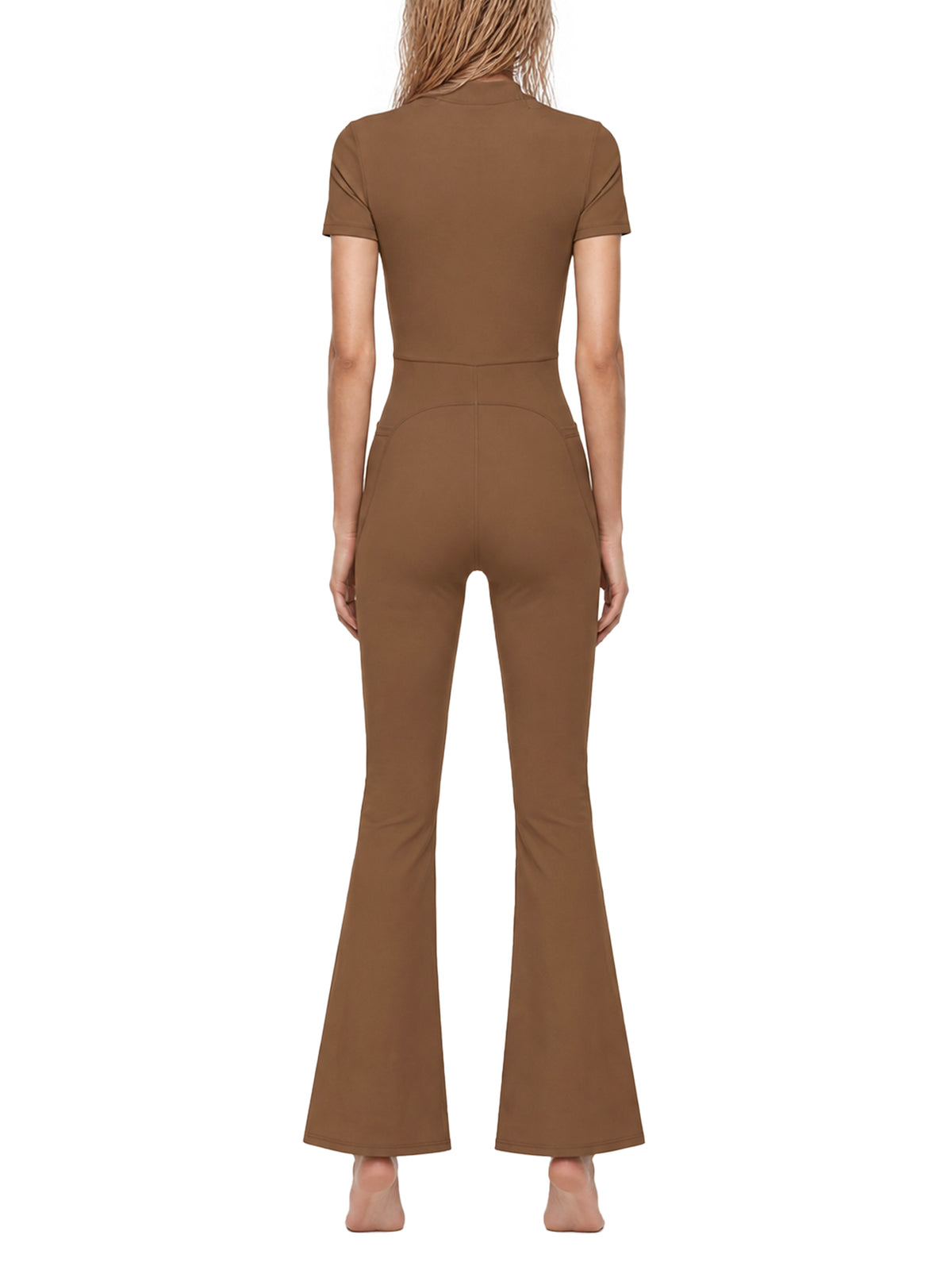 A Little Naughty Never Hurt Anyone Girl Gang Women’s Tight Flared Leg Quarter-Zip Jumpsuit