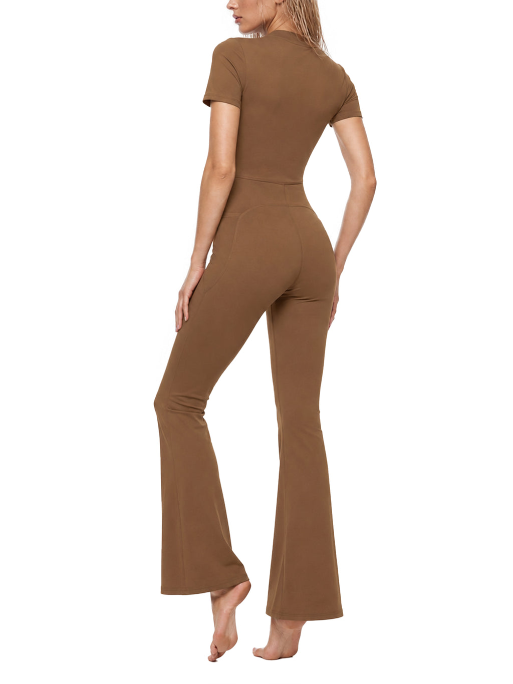 A Little Naughty Never Hurt Anyone Girl Gang Women’s Tight Flared Leg Quarter-Zip Jumpsuit