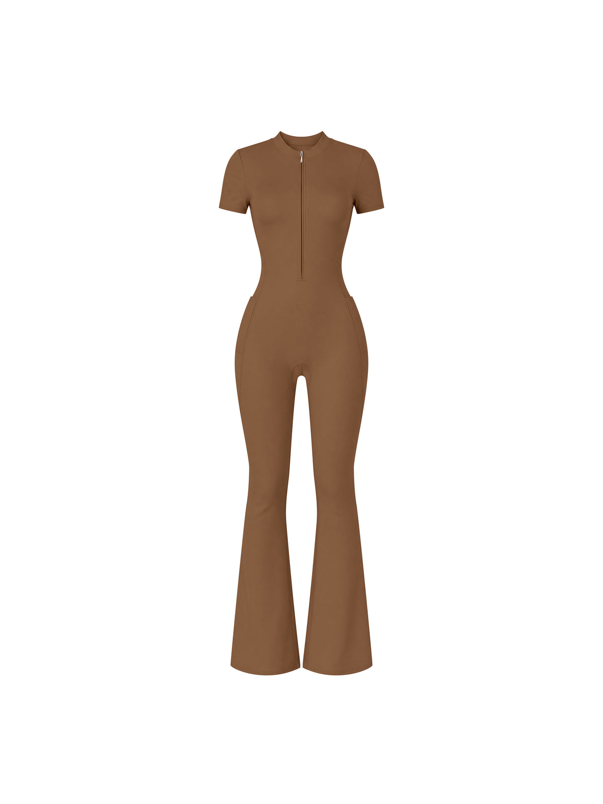 A Little Naughty Never Hurt Anyone Girl Gang Women’s Tight Flared Leg Quarter-Zip Jumpsuit