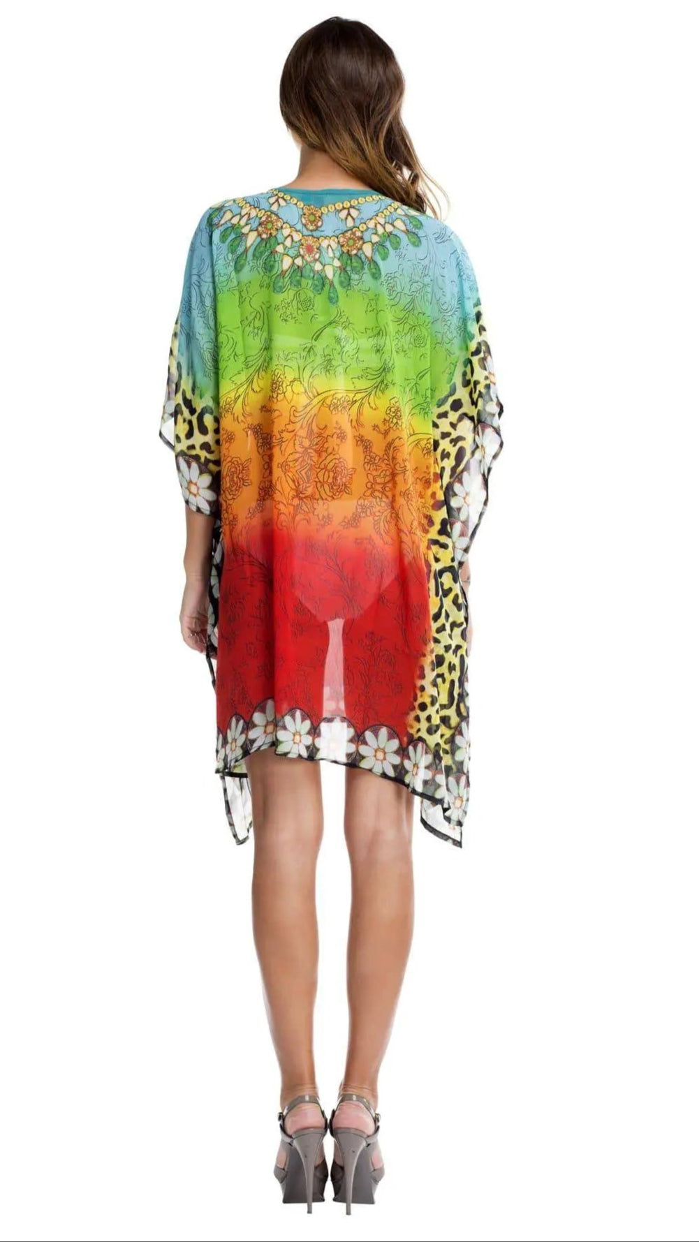 Multi Color Sheer Kaftan Cover Up