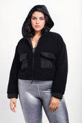CURVY Sherpa Dreams Cropped Hooded Jacket