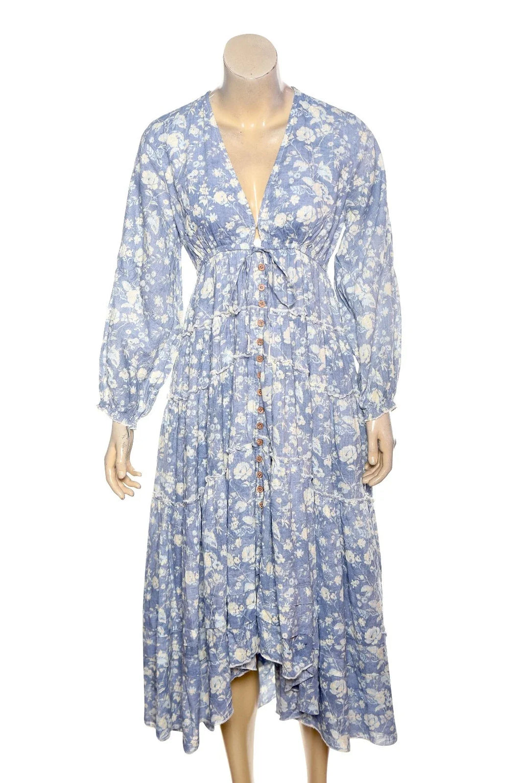Free People Pappiet MIDI Womens Dress Bluebell Combo, Medium