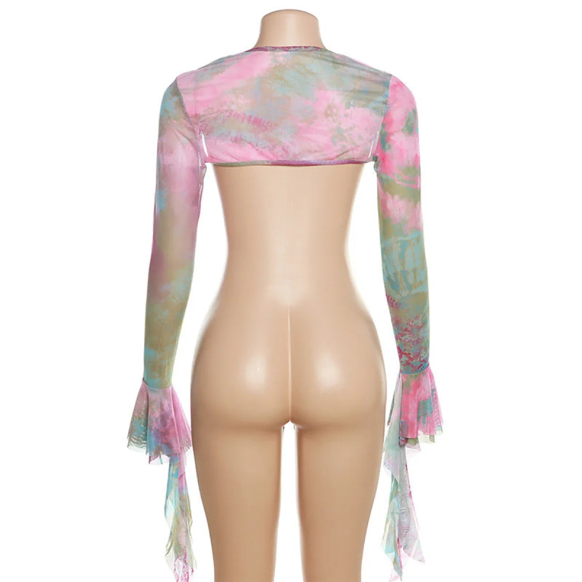 🔮Tie-Dye Fairy Set – Butterfly Crop Top & Wrap Mini Skirt 3 color options displaying PINK & BLACK VERSION🔮
