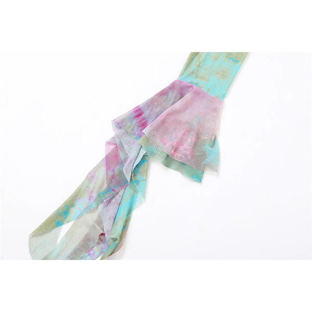 🔮Tie-Dye Fairy Set – Butterfly Crop Top & Wrap Mini Skirt 3 color options displaying PINK & BLACK VERSION🔮